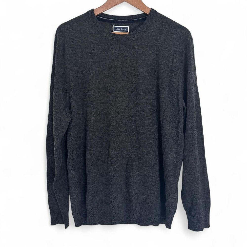 Club Room Men's Dark Grey Jumper Wool Mix Sweater L